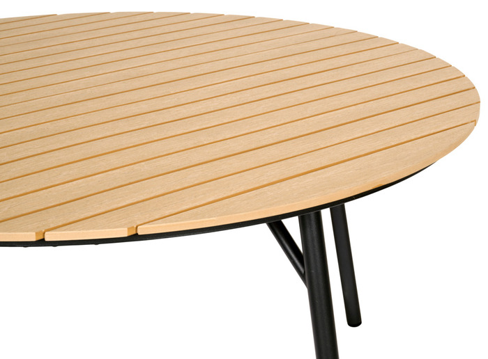 Hagebord Ø150 cm stål/nonwood lys teak – Sunlife